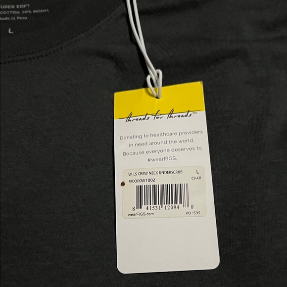 Figs Charcoal Long Sleeve Tee - Picture 3 of 3